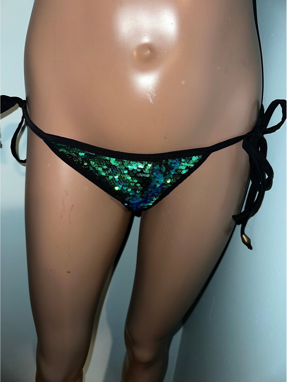 Women's Black Sequin Halter Bikini Swimsuit Size L - Picture 10 of 12